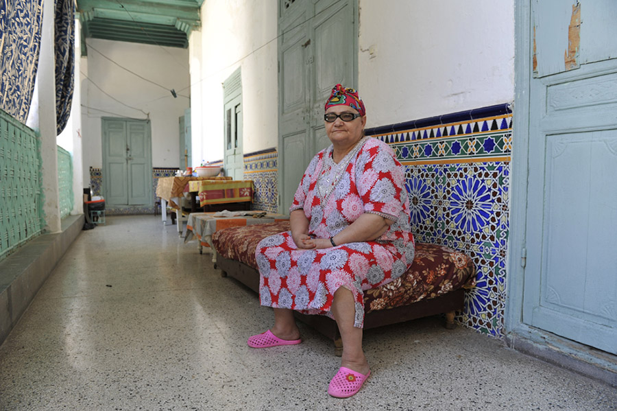 Ms. Ouaknin Masel, a resident of the Corcos mansion for low-income old age pensioners, Marrakech, 2011