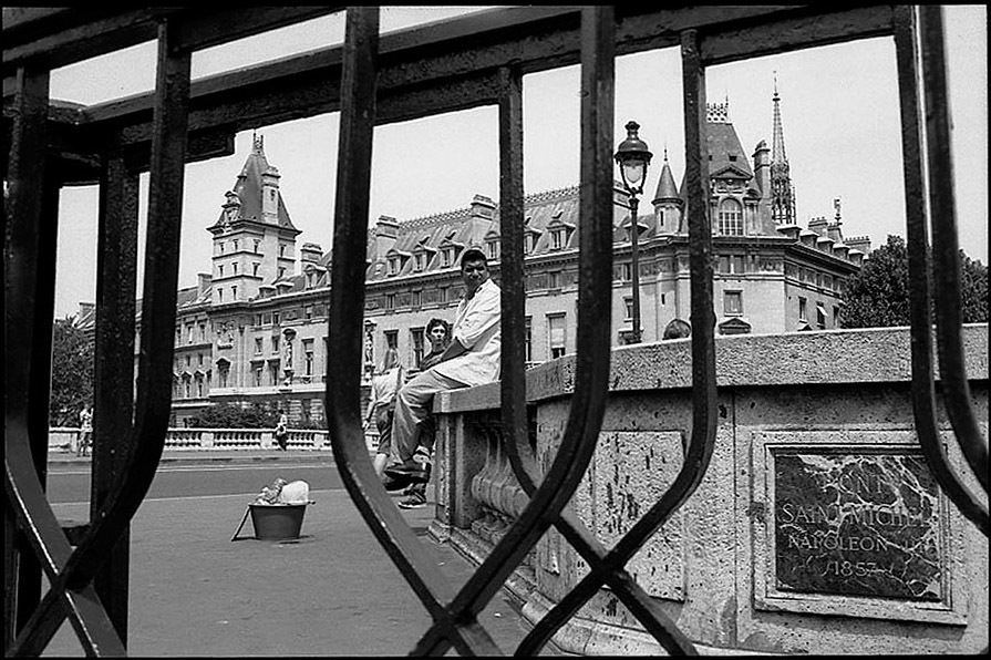 Corner of Quai Saint Michel and Pont Saint Michel, Palais de Justice on Ile de la Cité, 2002