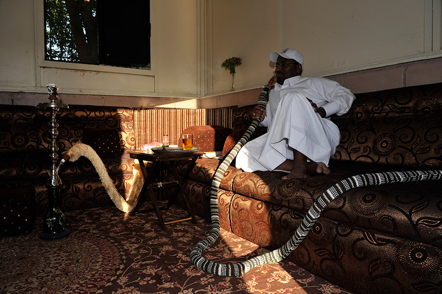 Smoking the shisha, Jeddah, Saudi Arabia, 2011