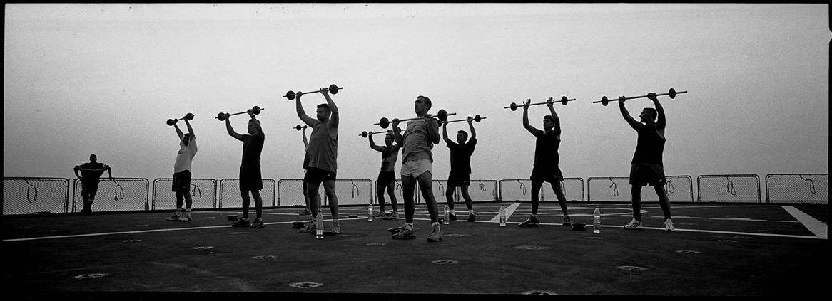 Weightlifting at dusk