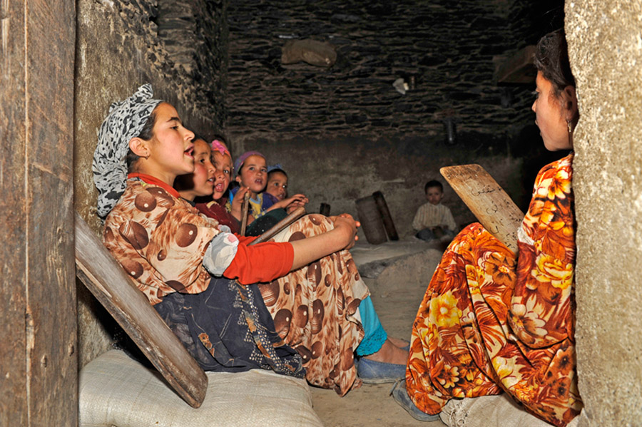 Young girls learning the Koran in a Berber village of the High Atlas, 2012