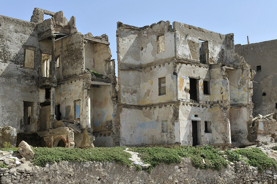 Houses of the Mellah in front of the ramparts of the former citadel of Mogador, now Essaouira, 2011