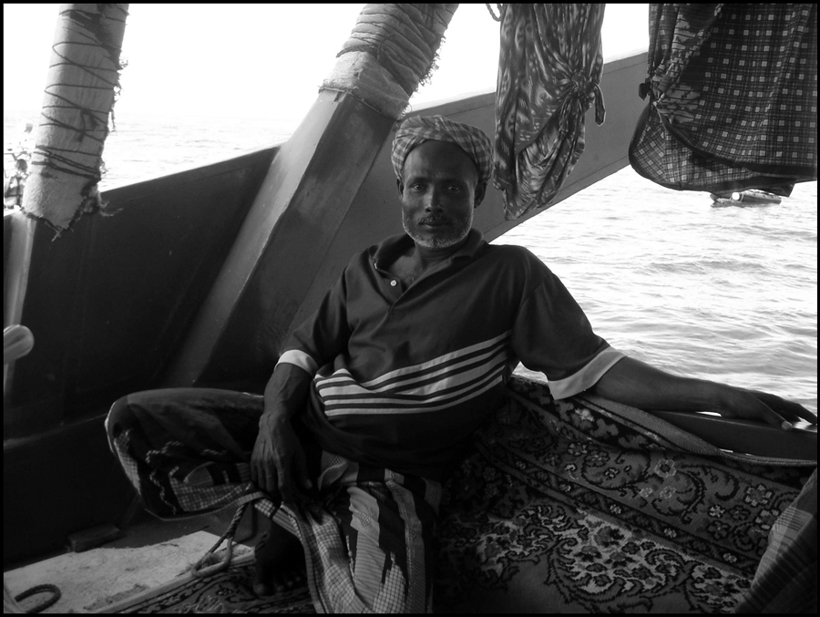 Omanese fisherman on dhow