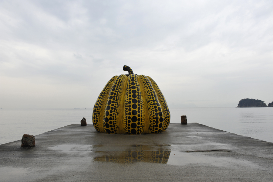 Yayoi Kusama pumpkin, Benesse Foudation, Naoshima, Japan, 2015